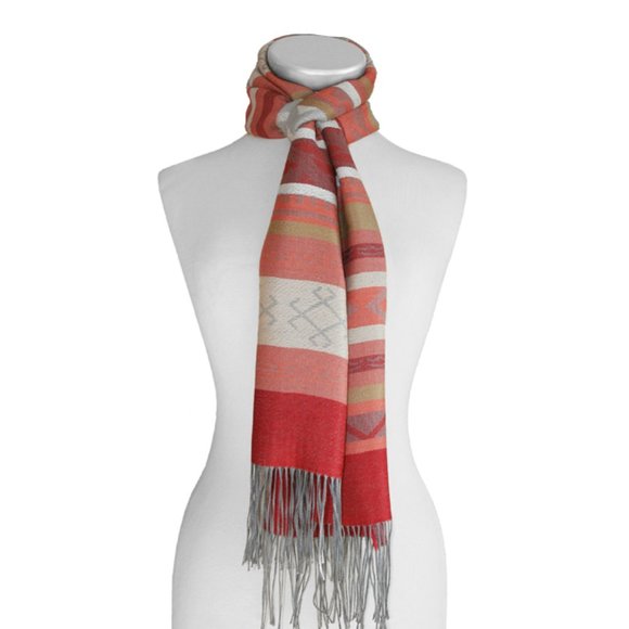 Geometric designed Wide Scarf. Made in Peru - Picture 1 of 4